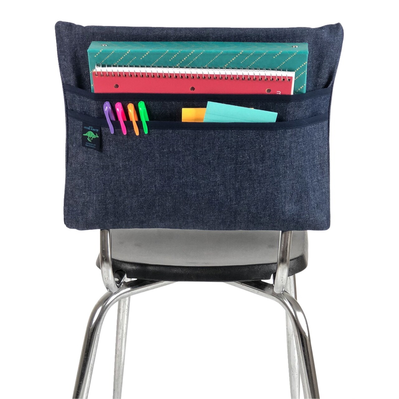 Aussie Pouch Classic Chair Pocket, Double Pockets, 17 Inches, Large, Navy Trim